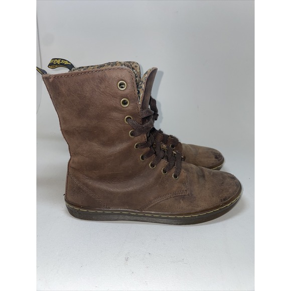 Dr. Martens Shoes - Dr. Martens Stratford Brown Leather Boots Size 6 L Women's Cheetah Print Ladies